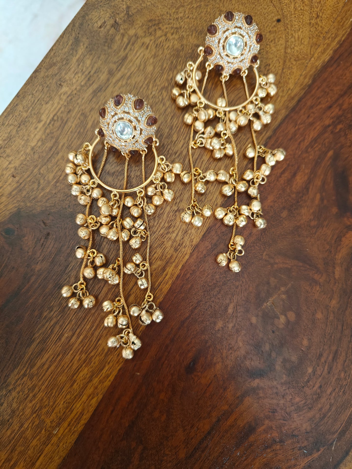 Dome shaped Studs with hanging ghungroo strings