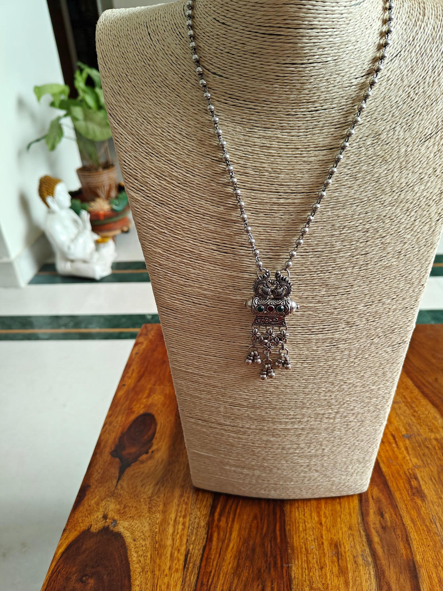 Parnik sterling silver necklace with damru