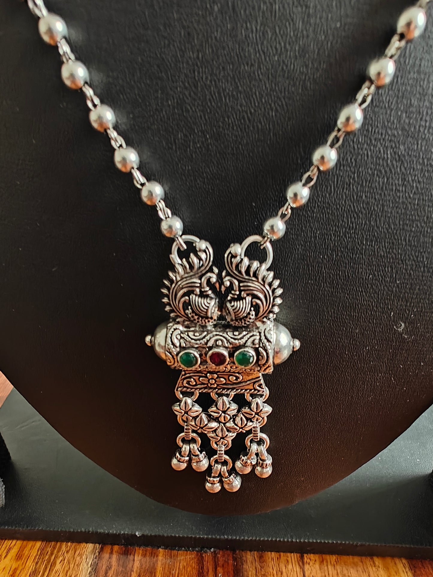 Parnik sterling silver necklace with damru