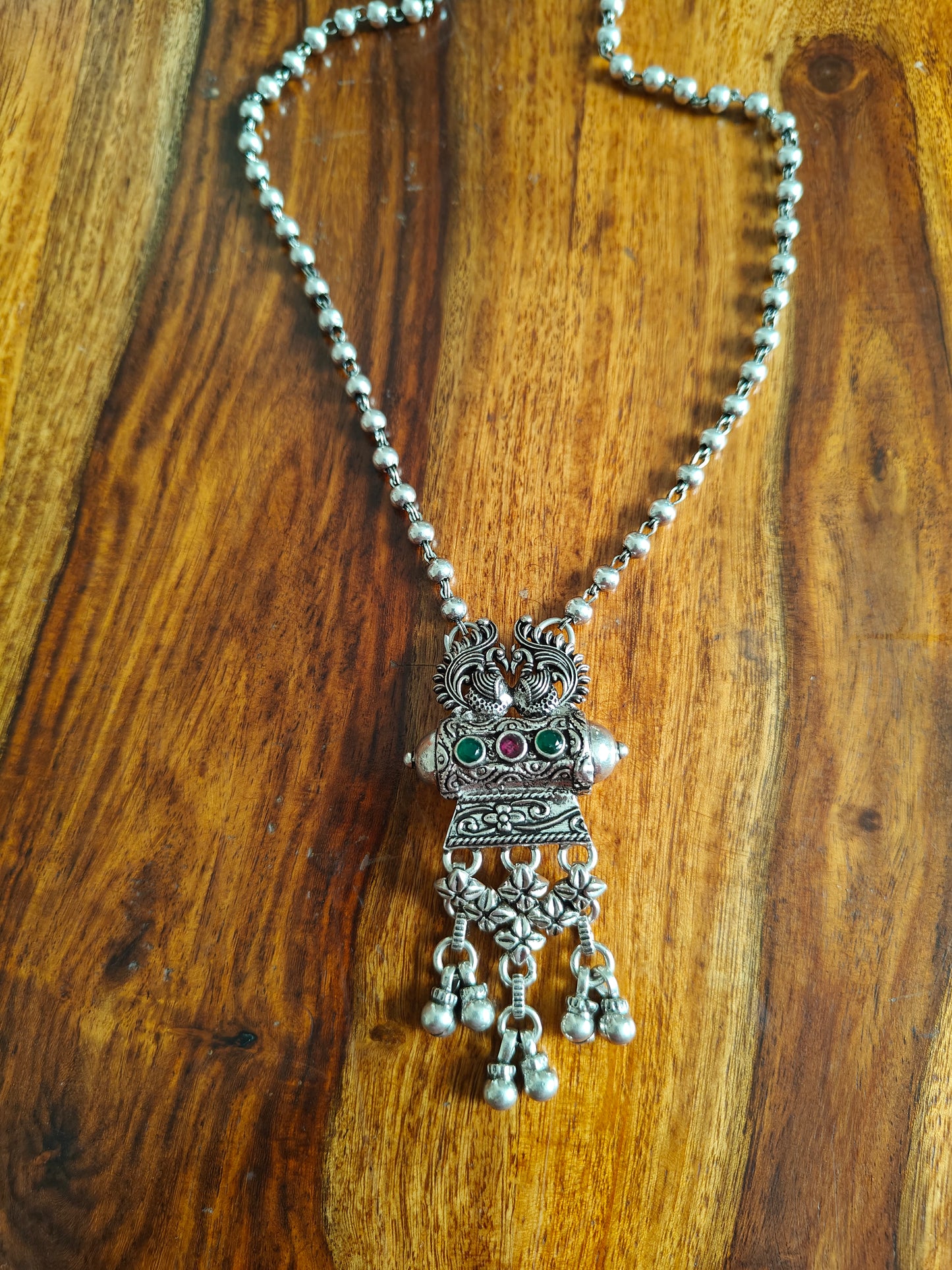 Parnik sterling silver necklace with damru