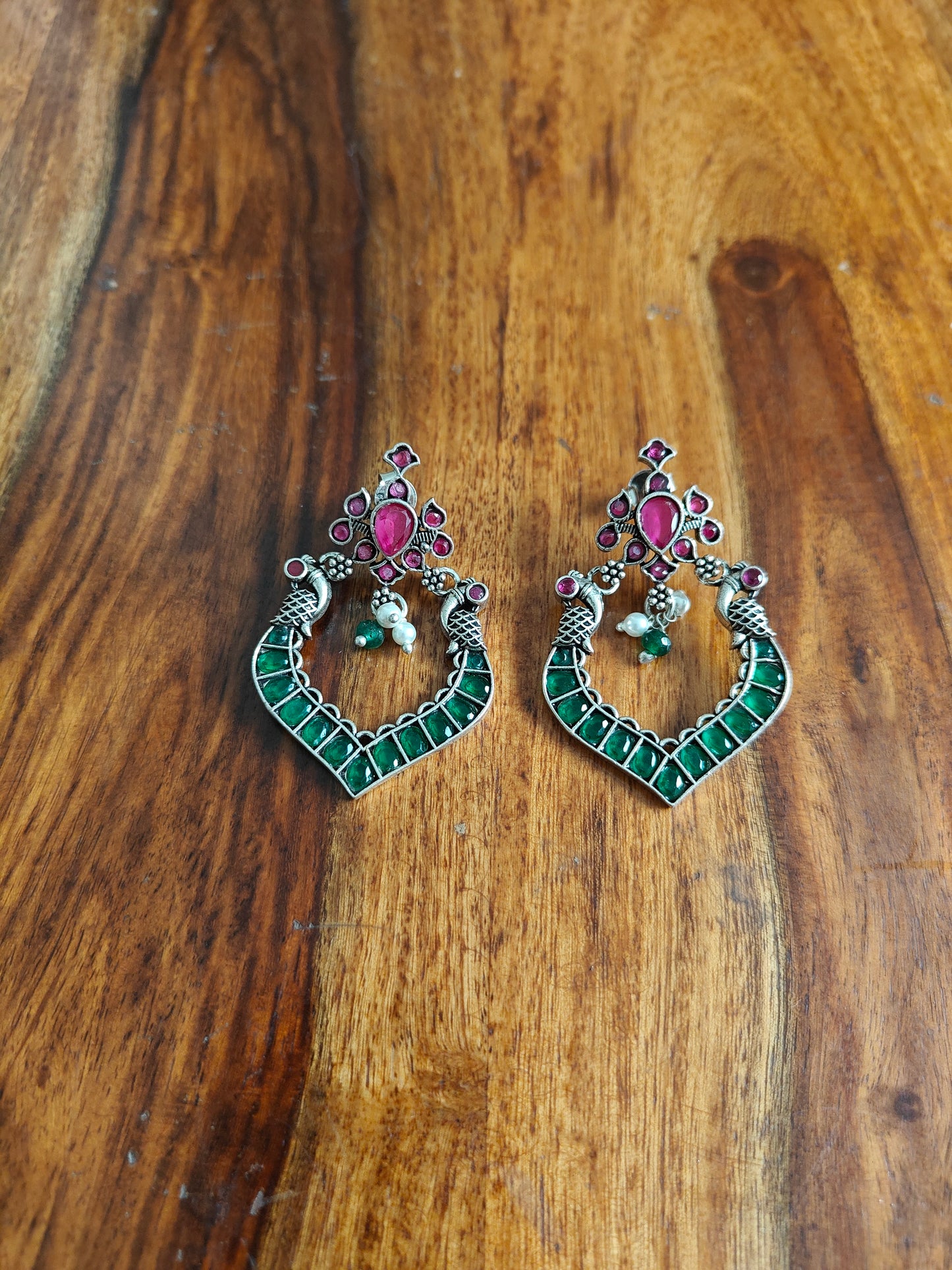 Sterling silver peacock earrings