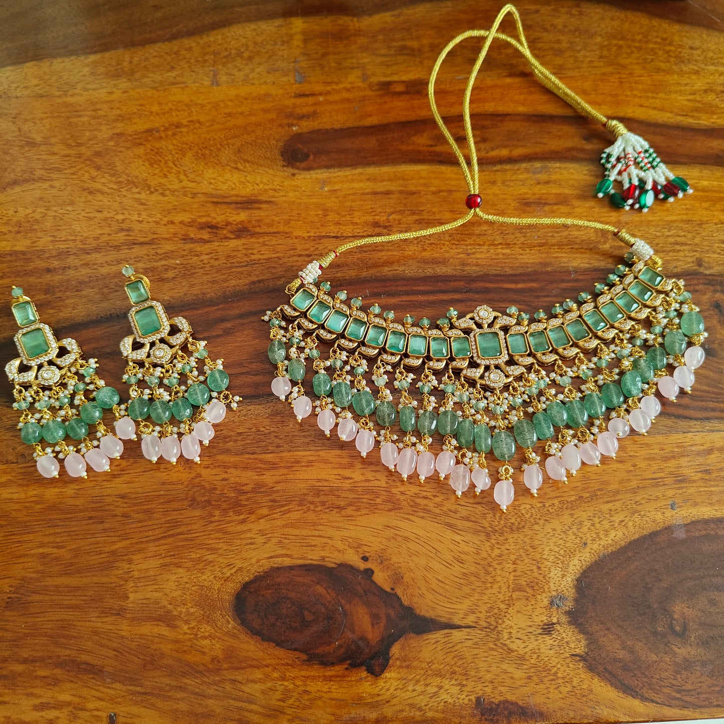 Mahi choker set with mint green stones