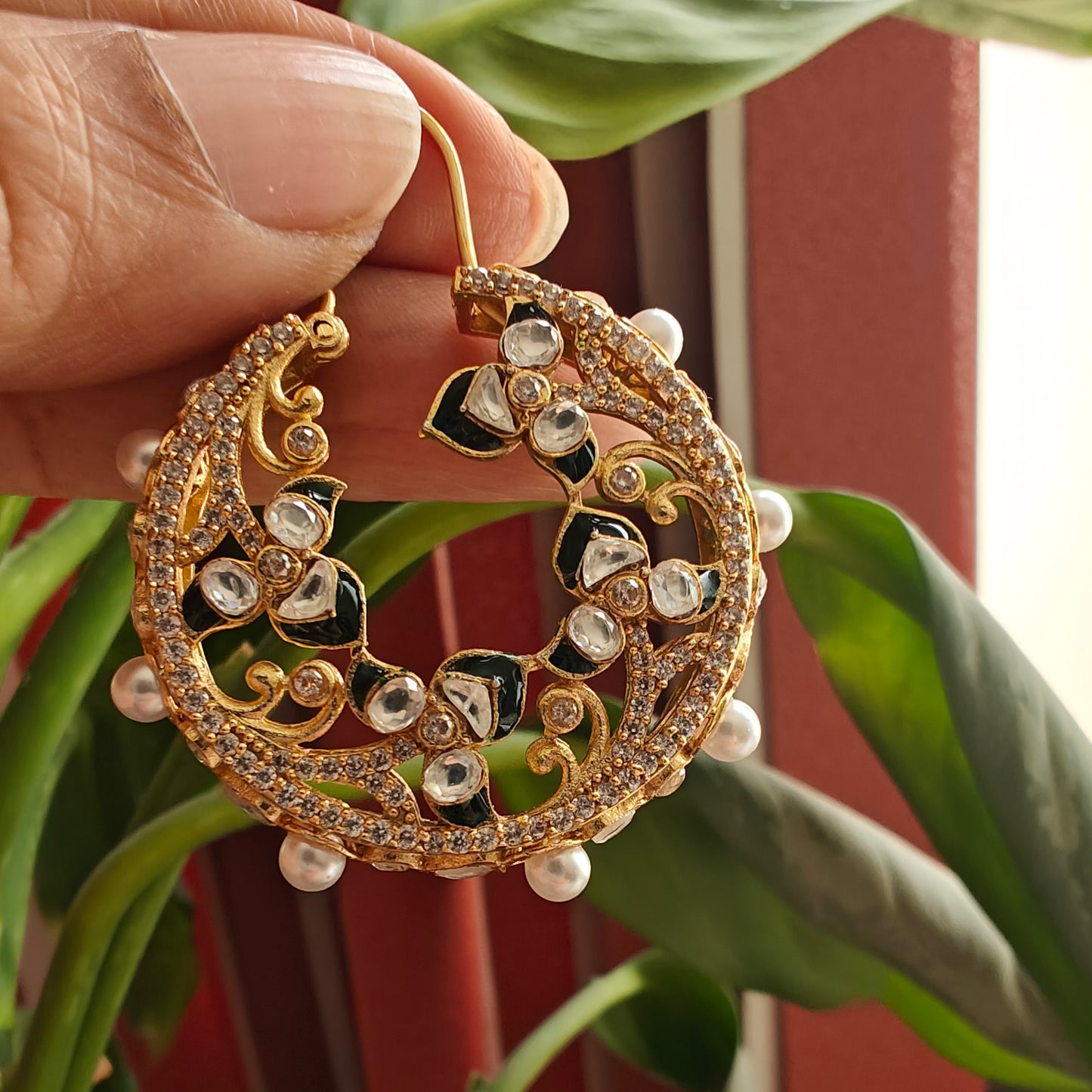 Bali's(earrings) with moissanite and pearls