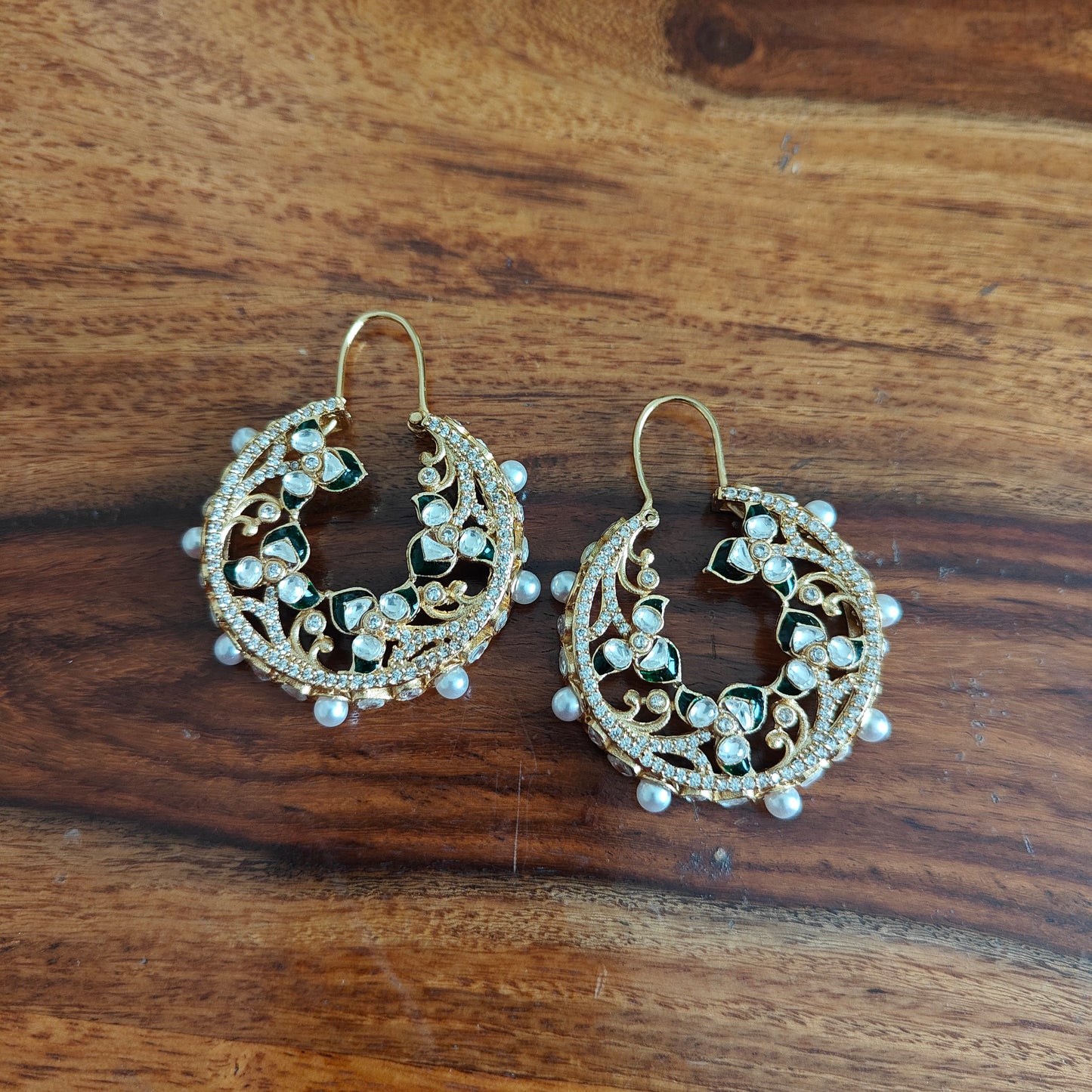 Bali's(earrings) with moissanite and pearls