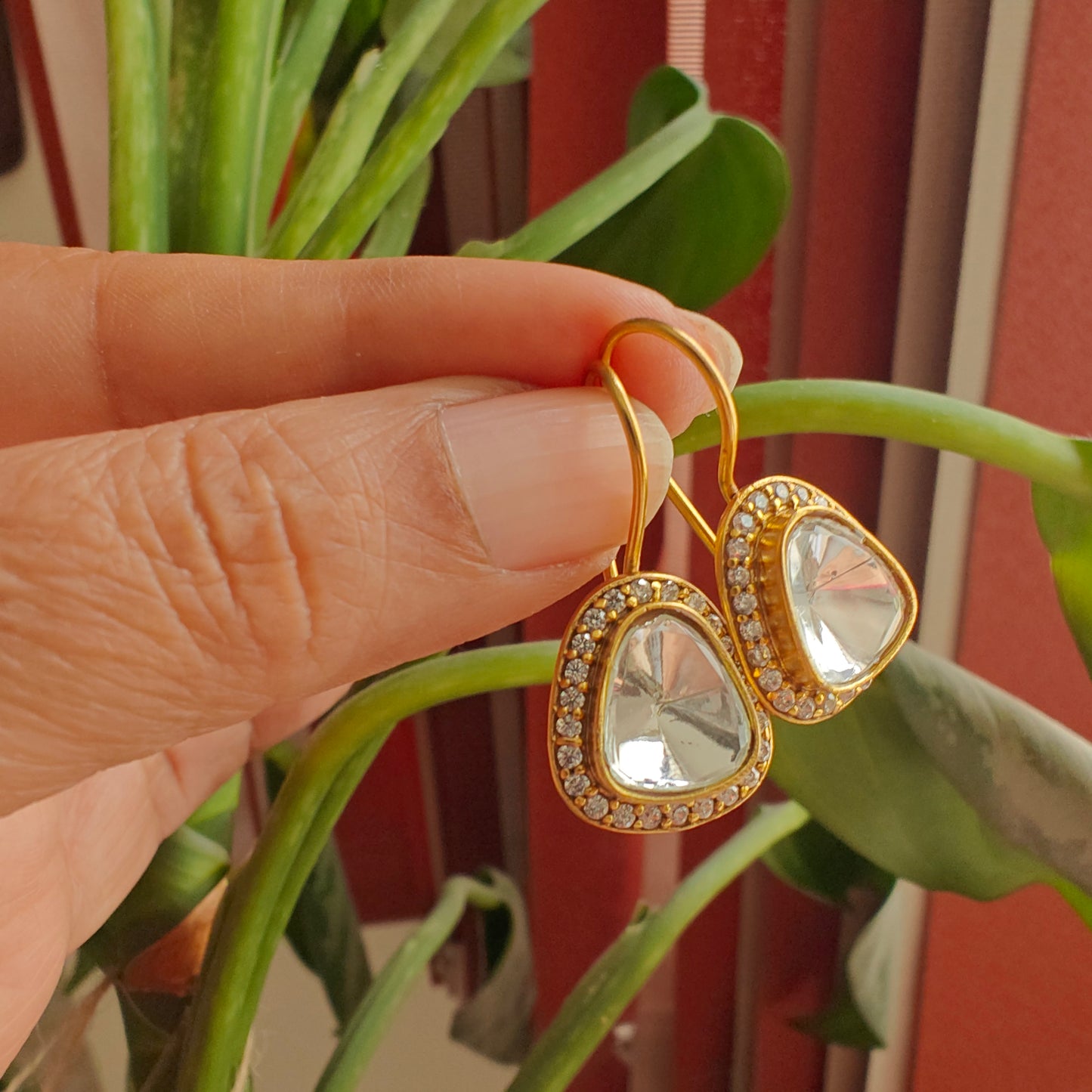 Moissanite earrings with cz highlight