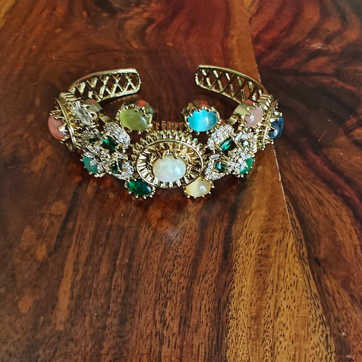 Stone studded kara( bangle) with pearl and different stones