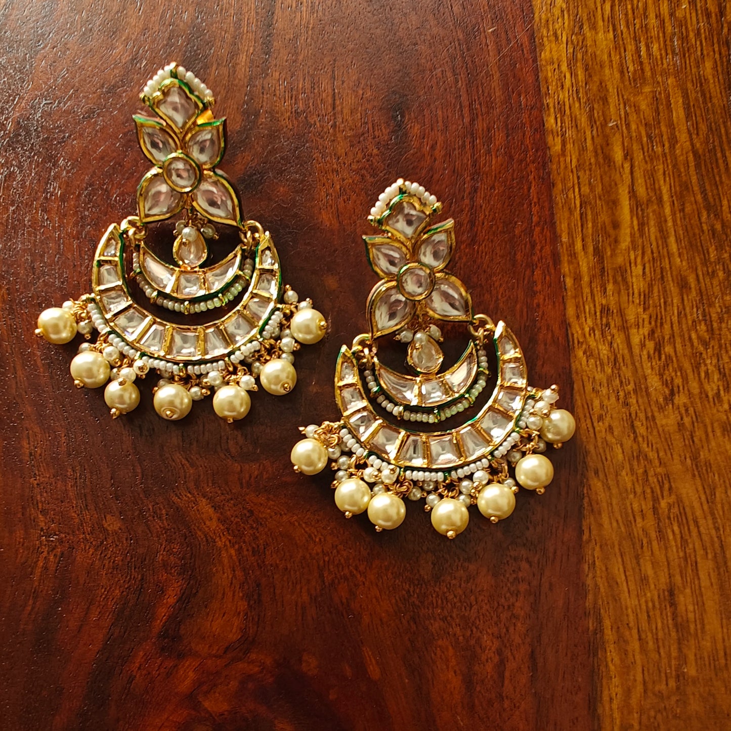 Kundan chand balis with stone/ pearl hangings