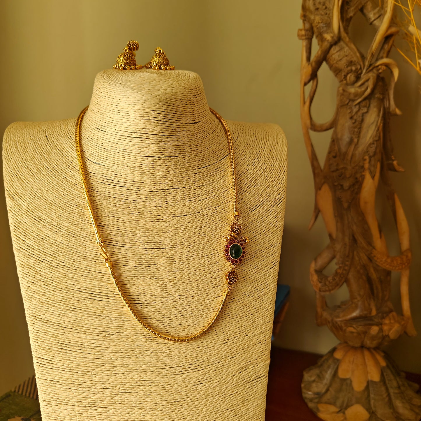 Omana set with side stone piece and jhumkis
