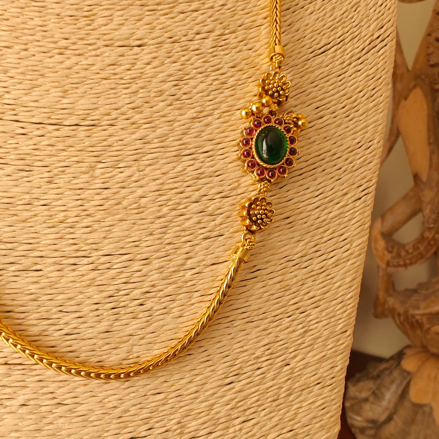 Omana set with side stone piece and jhumkis