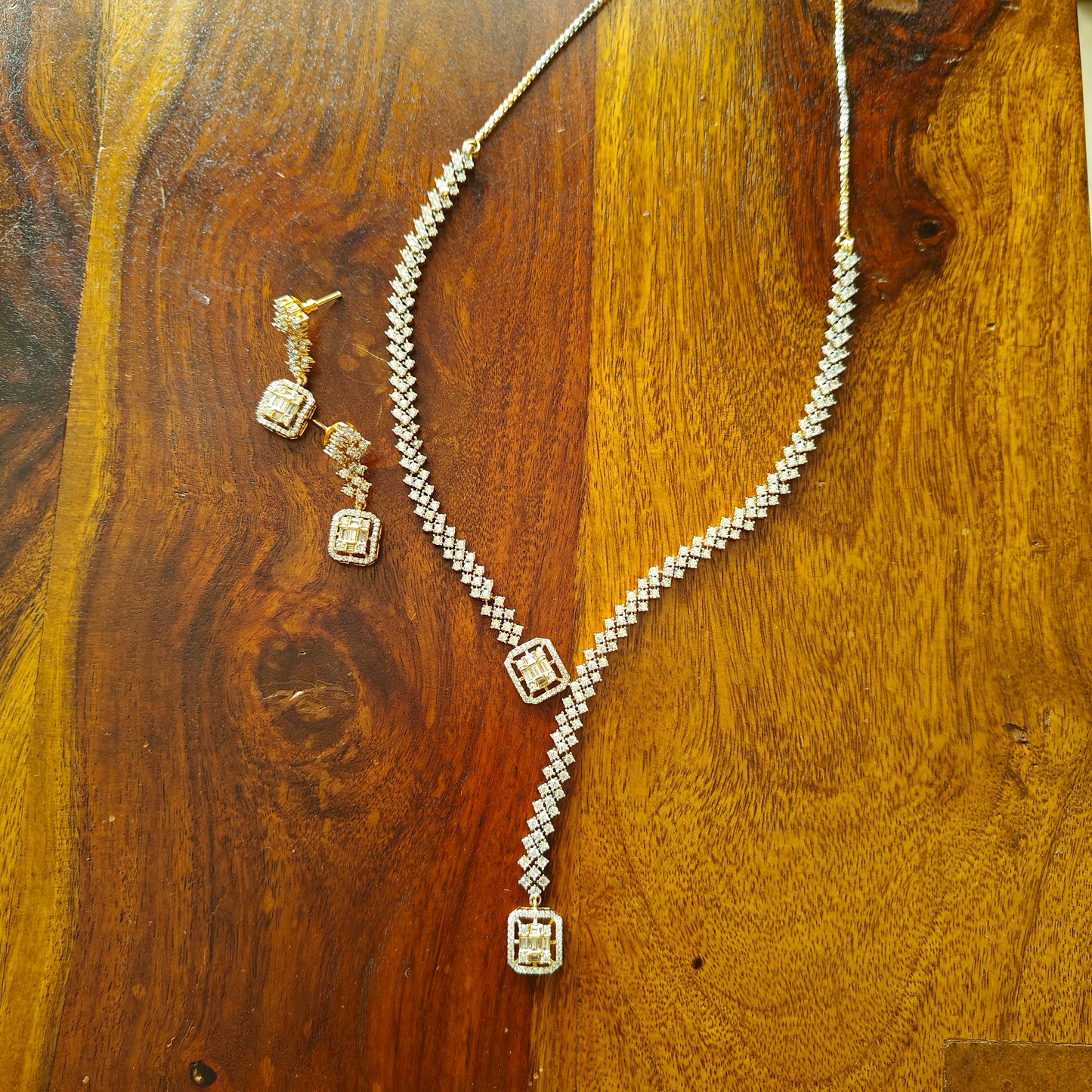 Panya set in gold and platinum finish with Cz