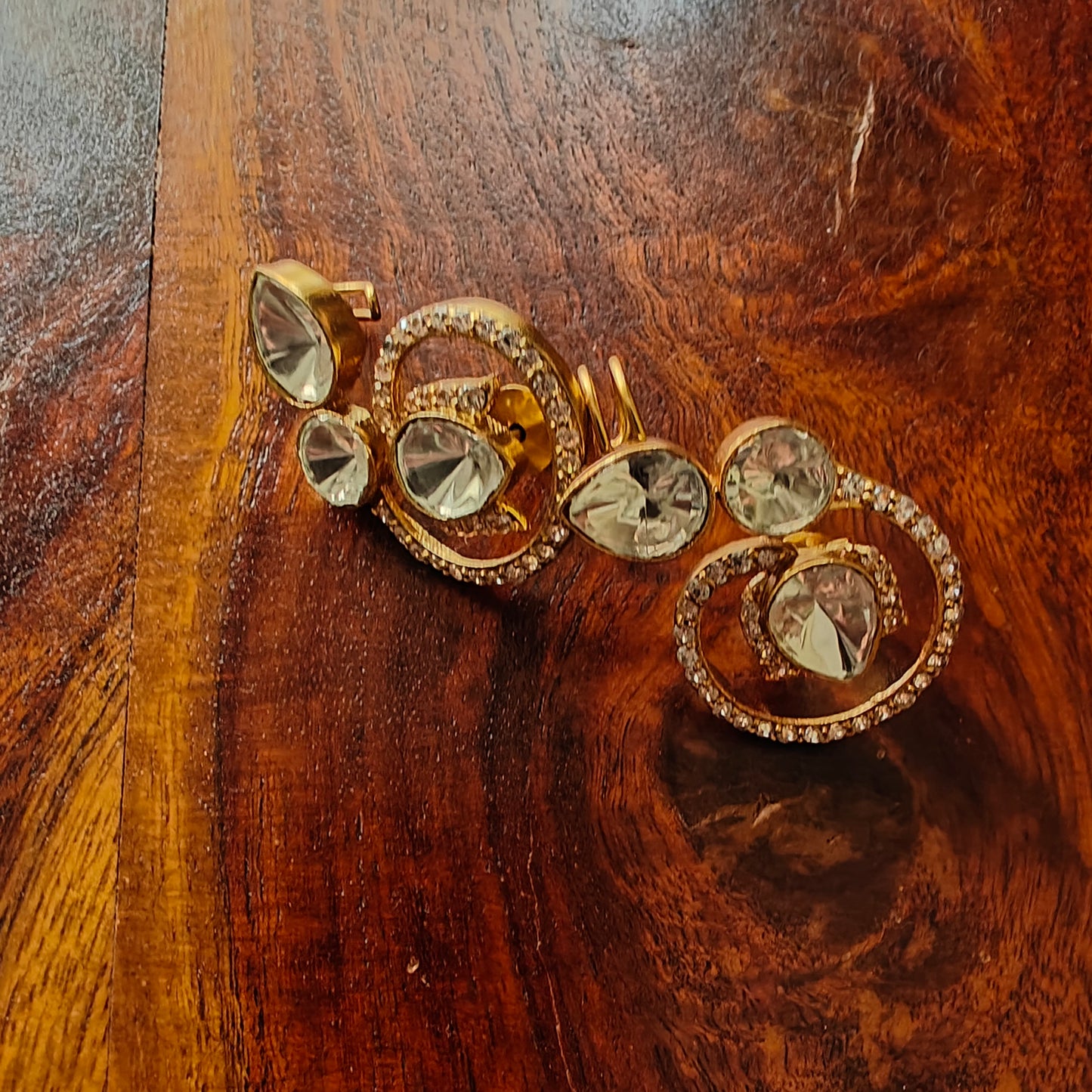 Moissanite earrings with ear cuffs