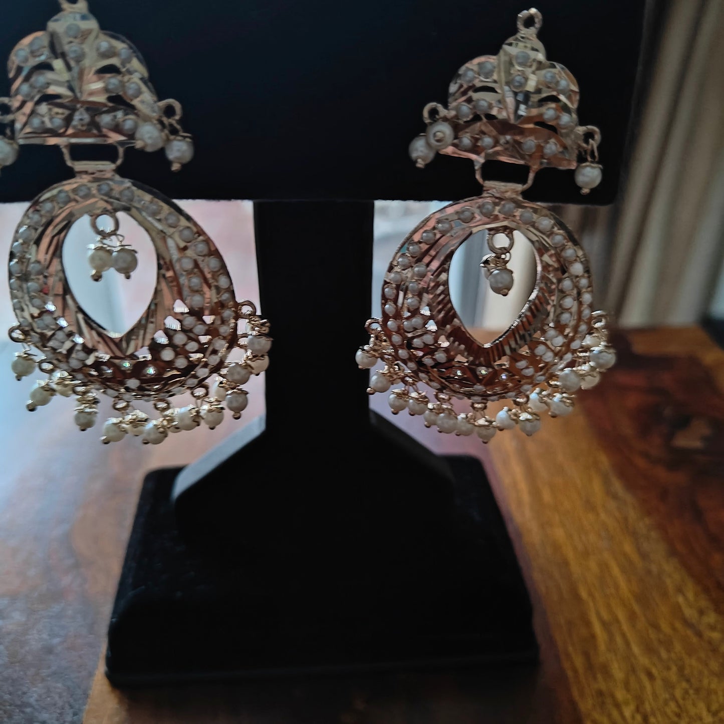 Jadau earrings with pearls and Navratan stones