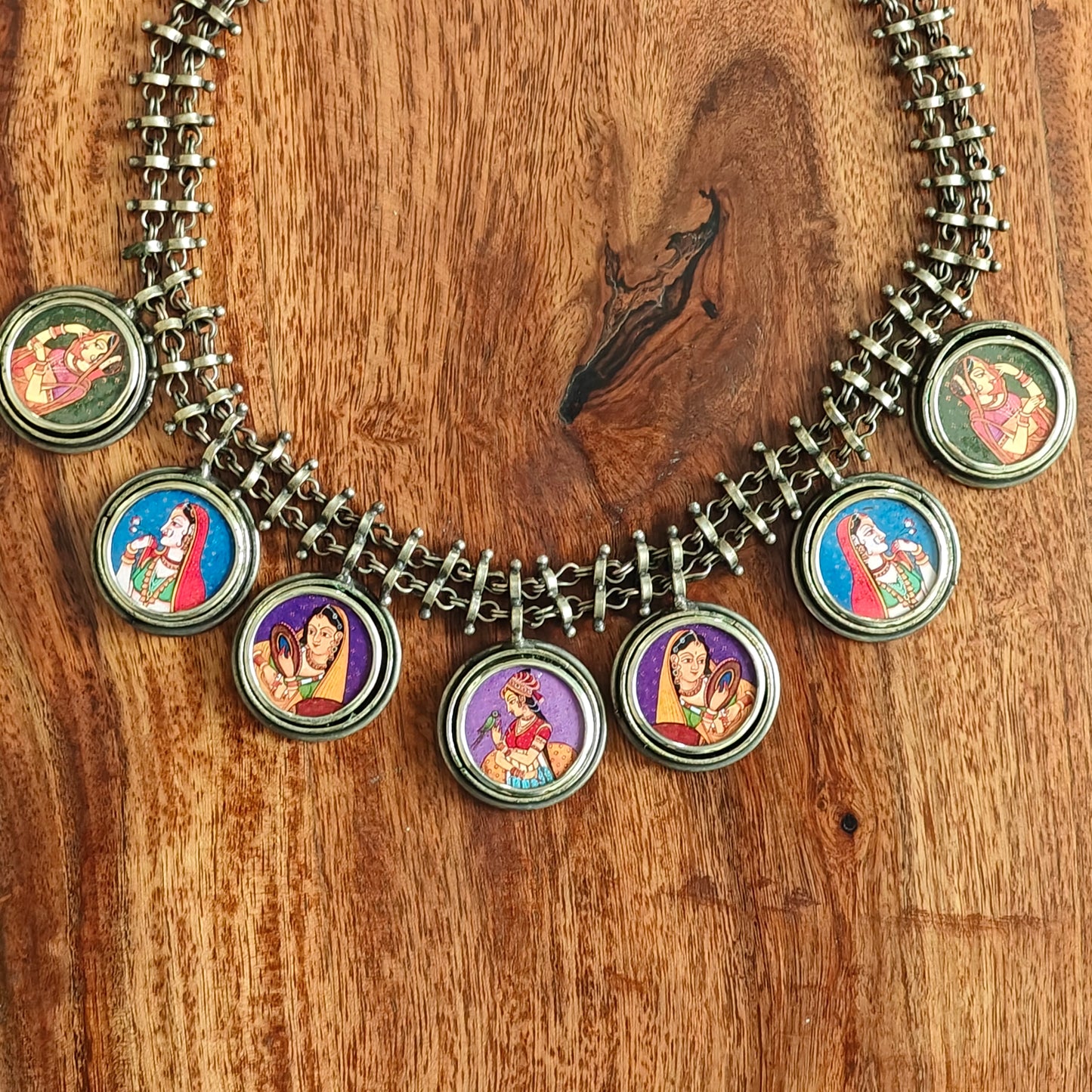 Bani thani/Krishna painted necklace on double chain