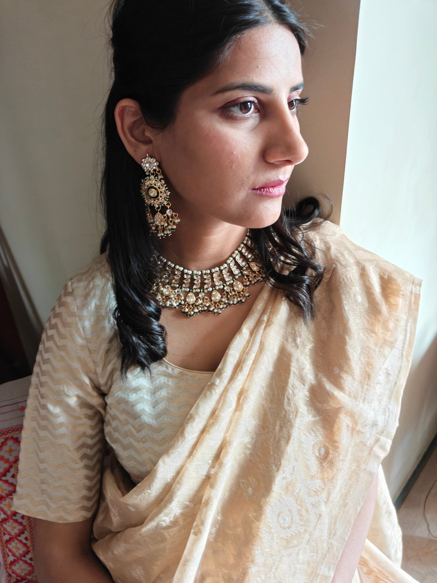 Sahiba set with kundan and pearls,maang tikka included