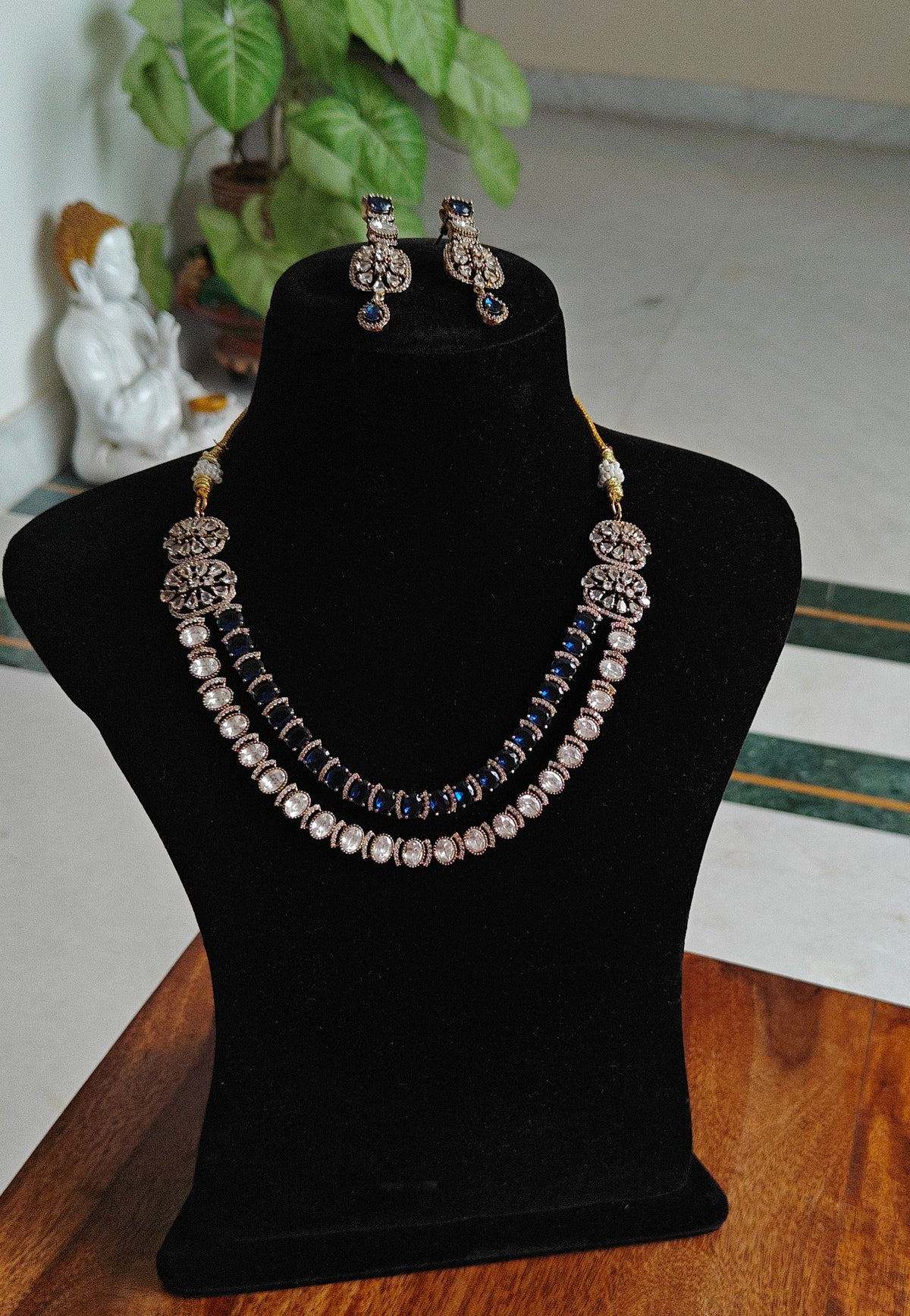 Reshma set with one layer of stones and one of moissanite