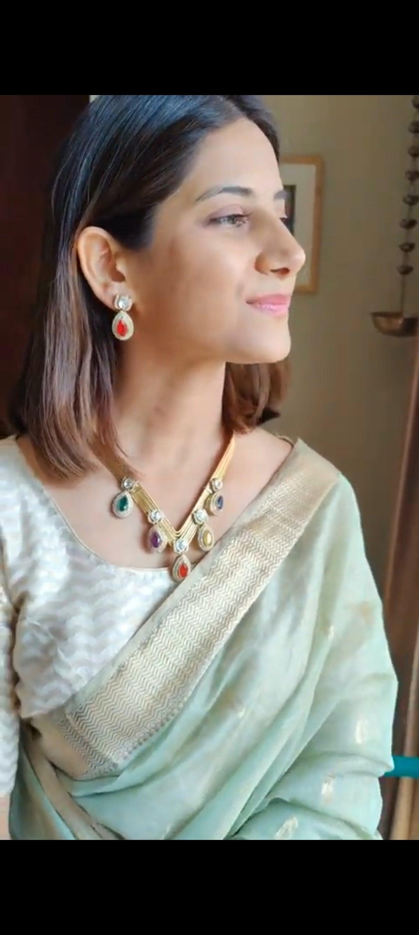 Ekantha set with kundan and coloured stone