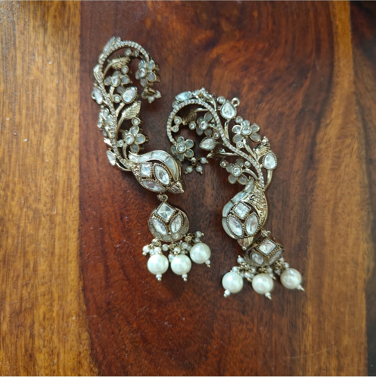 Purnima earcuffs(earrings) with moissanite and stones