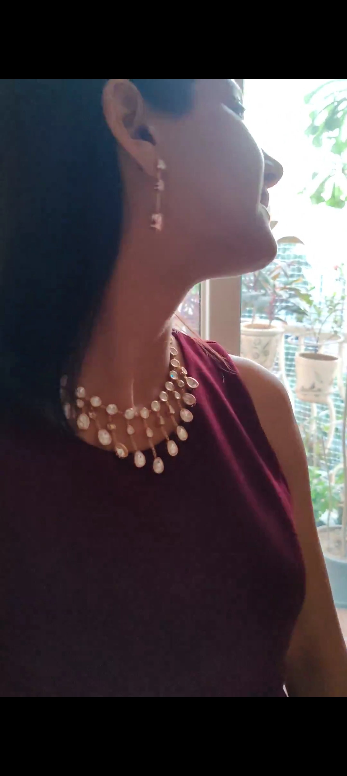 Darika set with suspended mossanite pieces