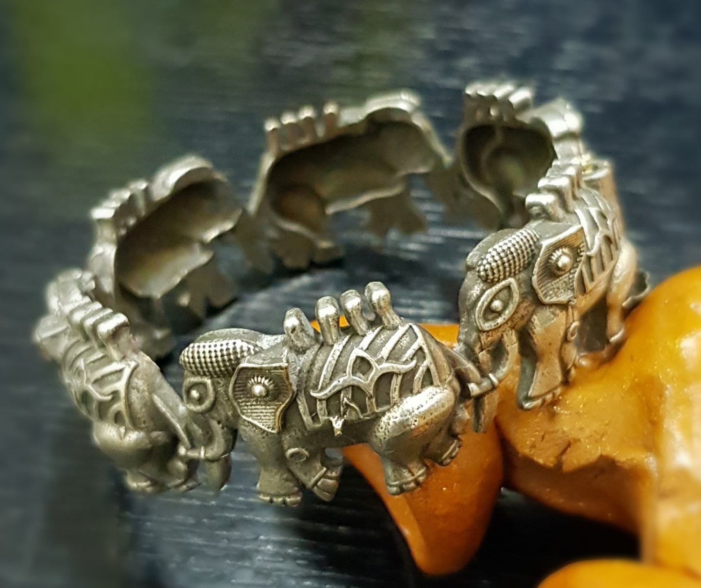 Elephants marching Kara (Bangle) in silver finish