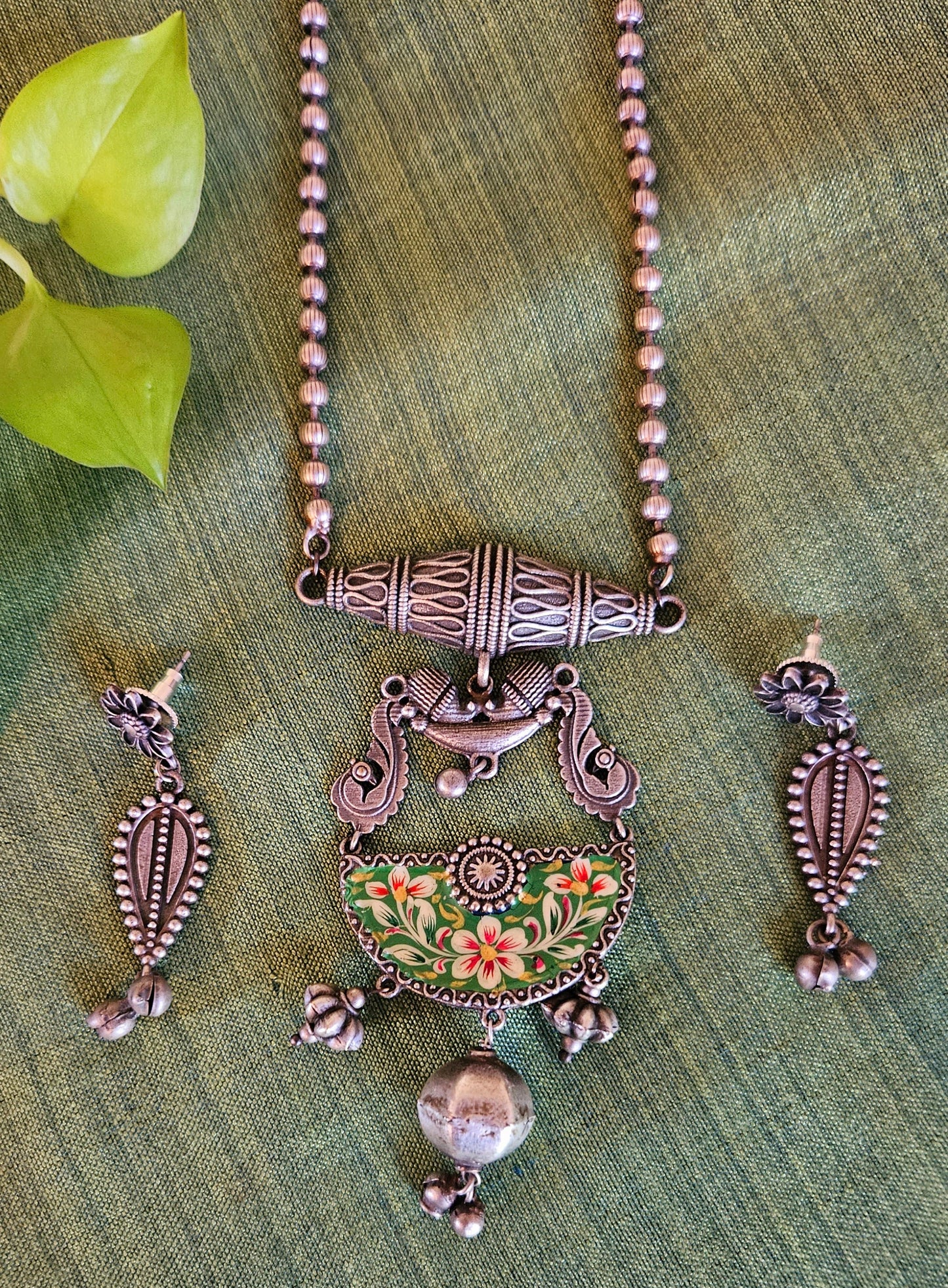 Hand painted silver finish set