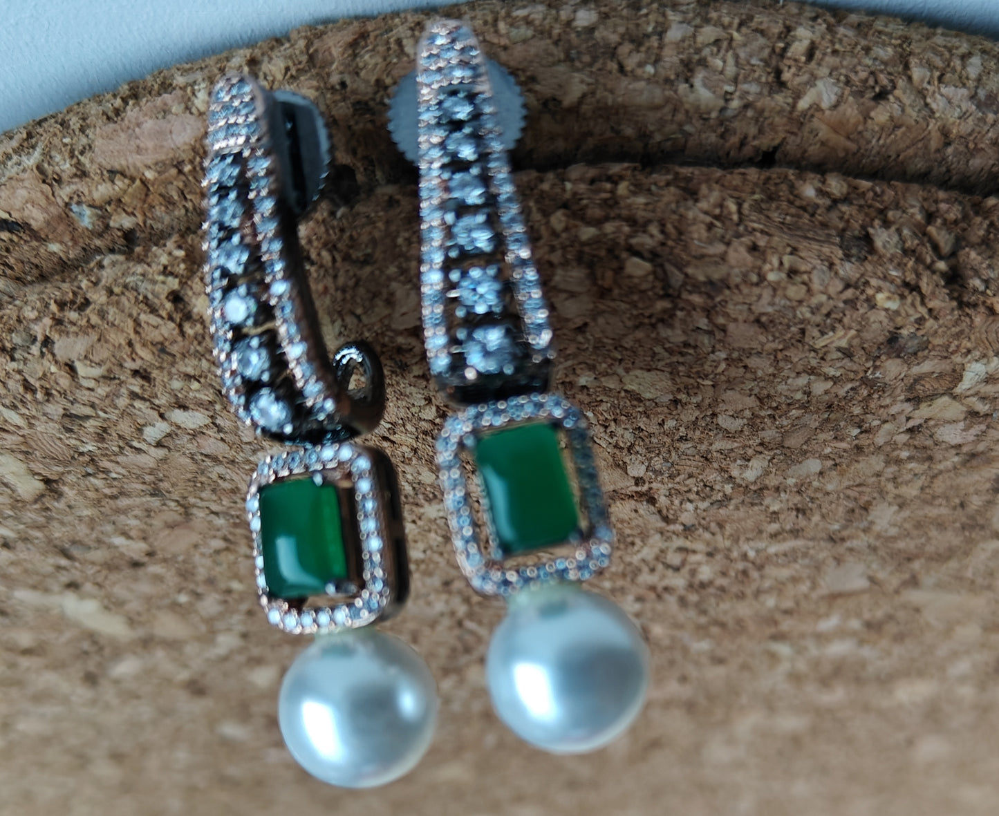 Victorian earrings with stone and pearl