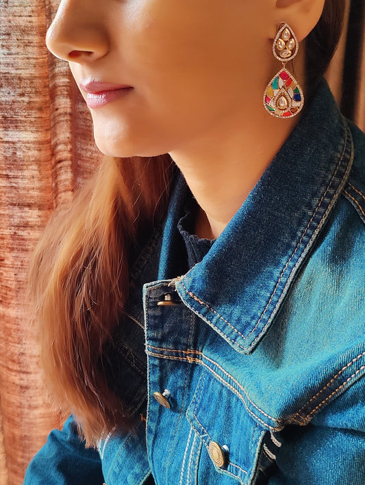 Inayat earrings with coloured stones inlay