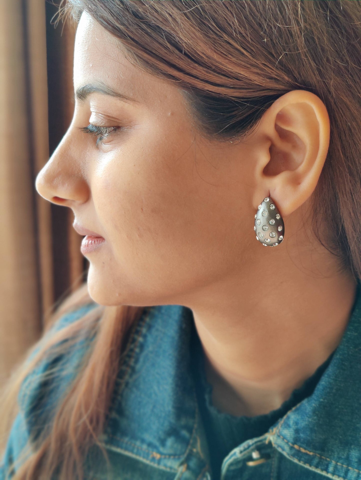 Earrings(studs) with embedded Swarovski crystals