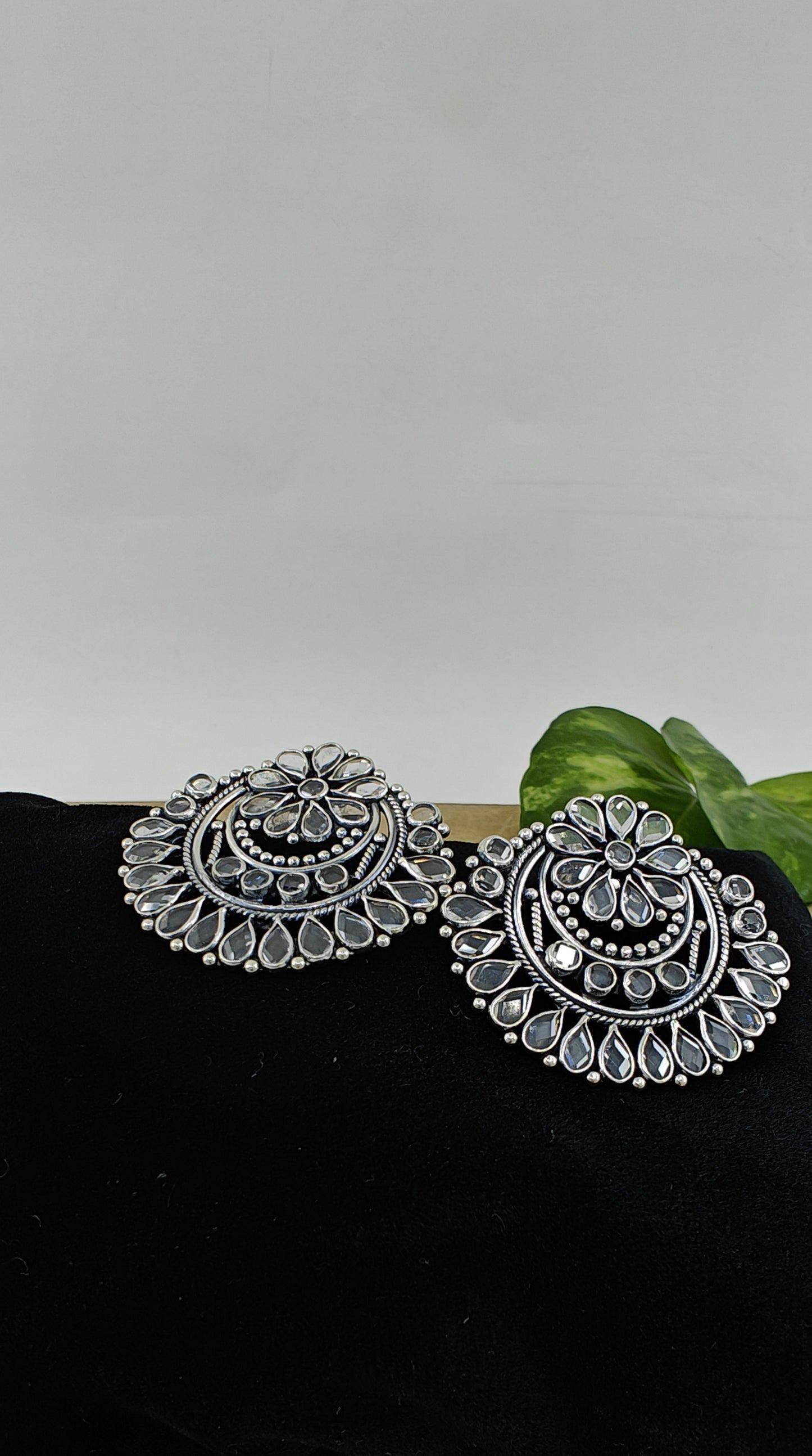 Seeta silver earrings with clear stones