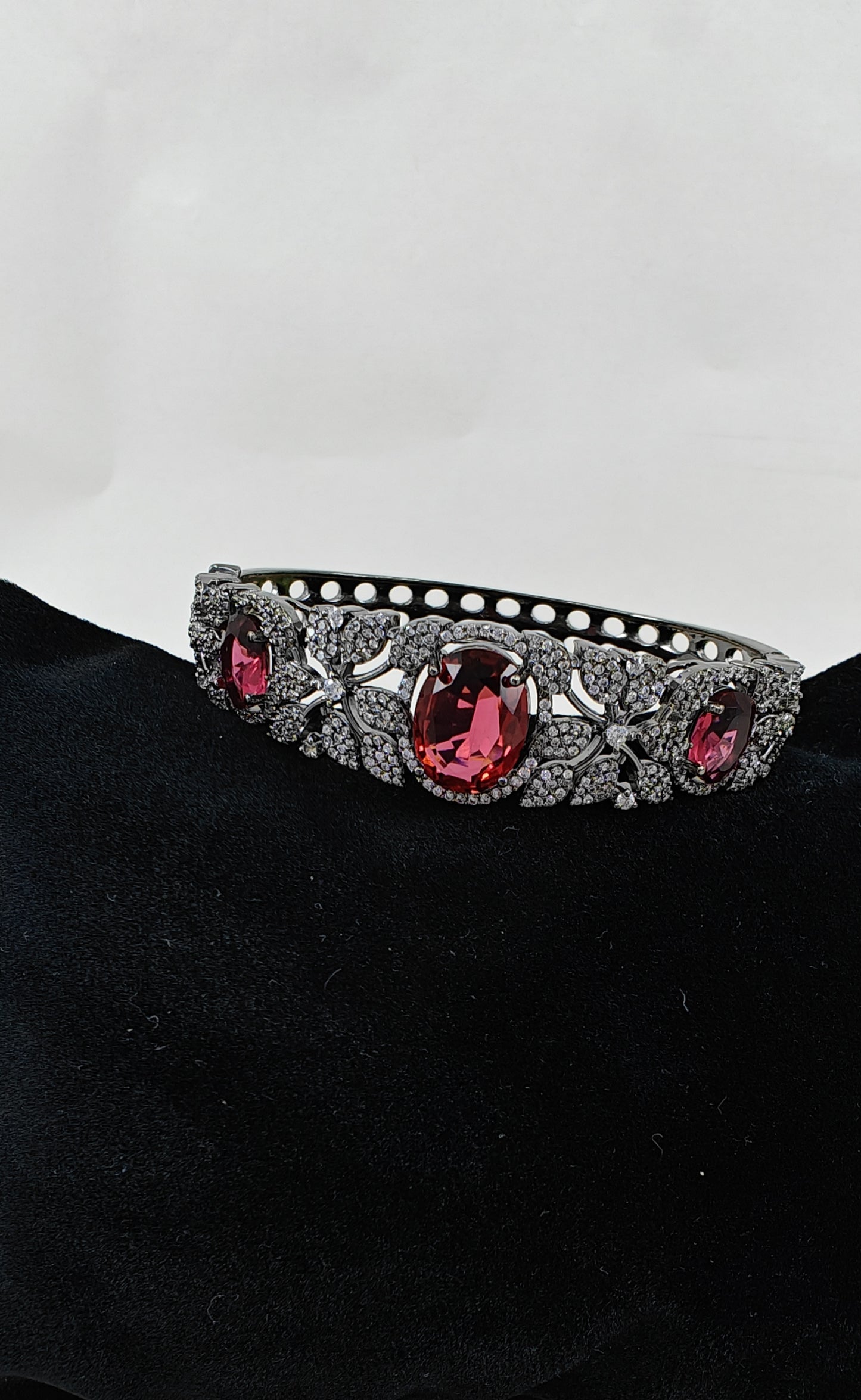 Antique Kara/Bangle with ruby red/sapphire blue stones