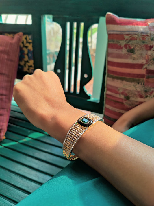 Kara(bangle)with coloured stone with meenakari