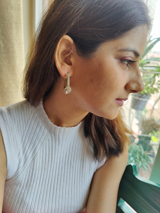 Bali(earrings)with a moissanite surrounded with CZ