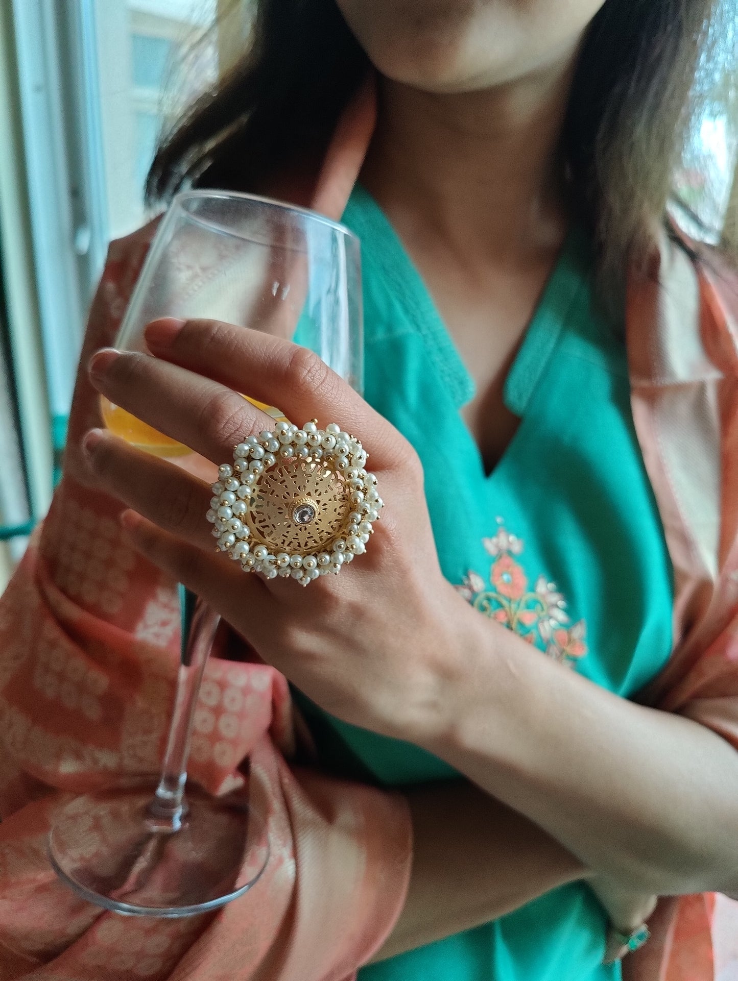 Funky rings with pearls,stones