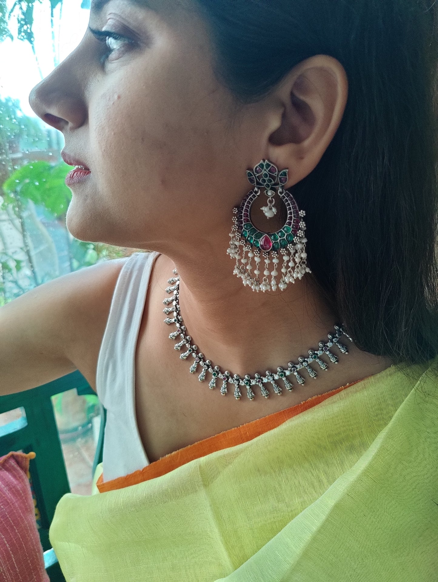 Sristi silver chand bali's (earrings)with stone