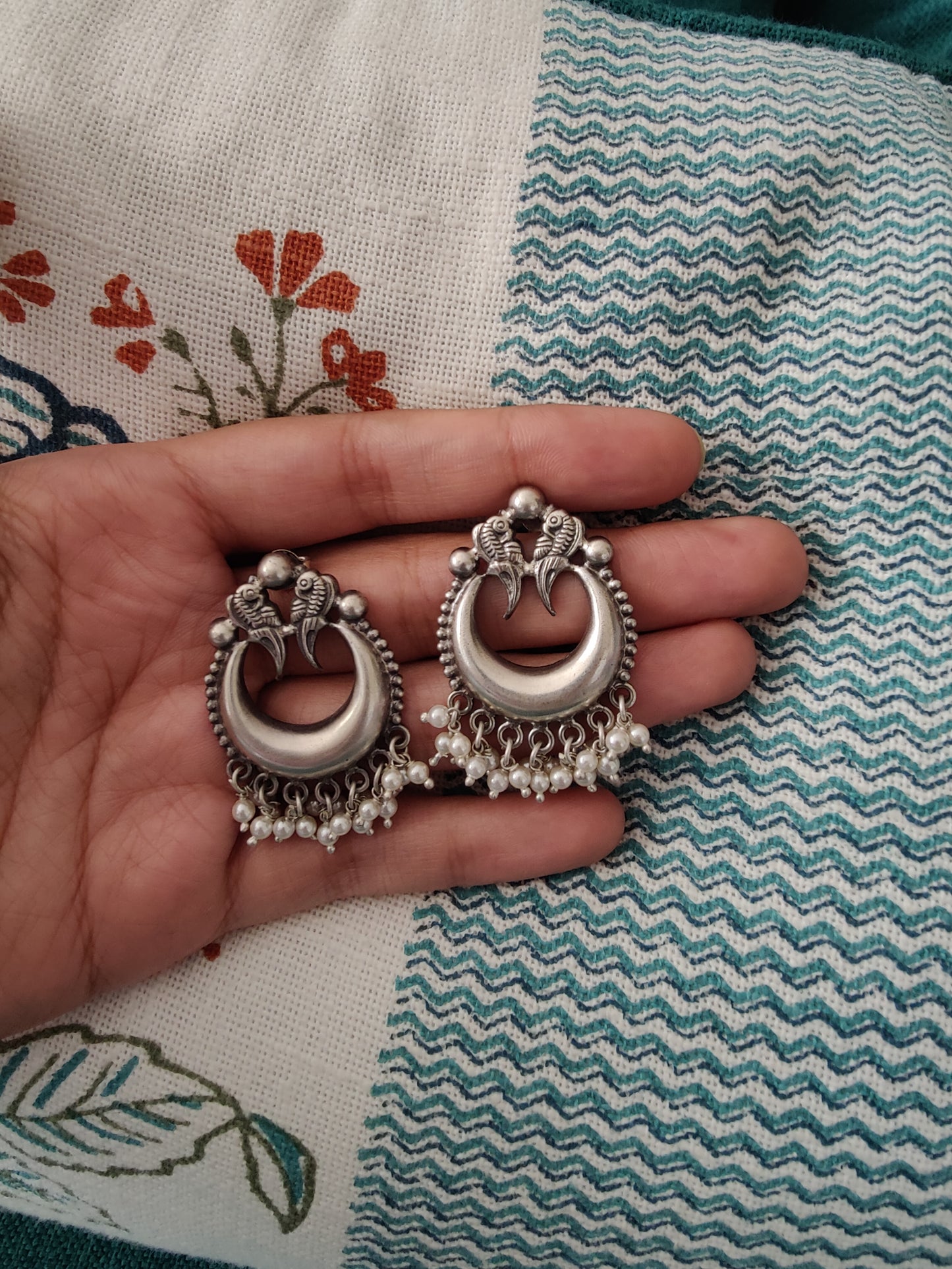 Janya silver earrings in Bali design