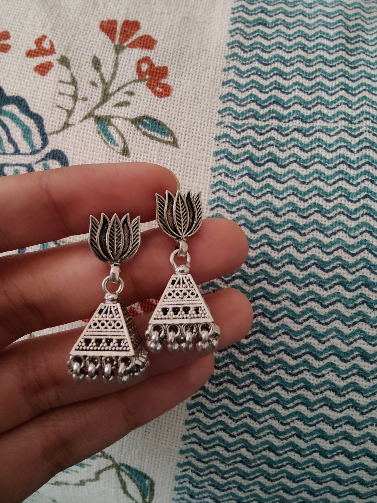 Abani silver pyramid jhumkis(earrings)