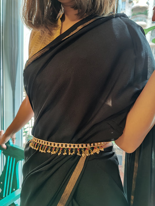 Kusumita belt with kundan and pearl strings