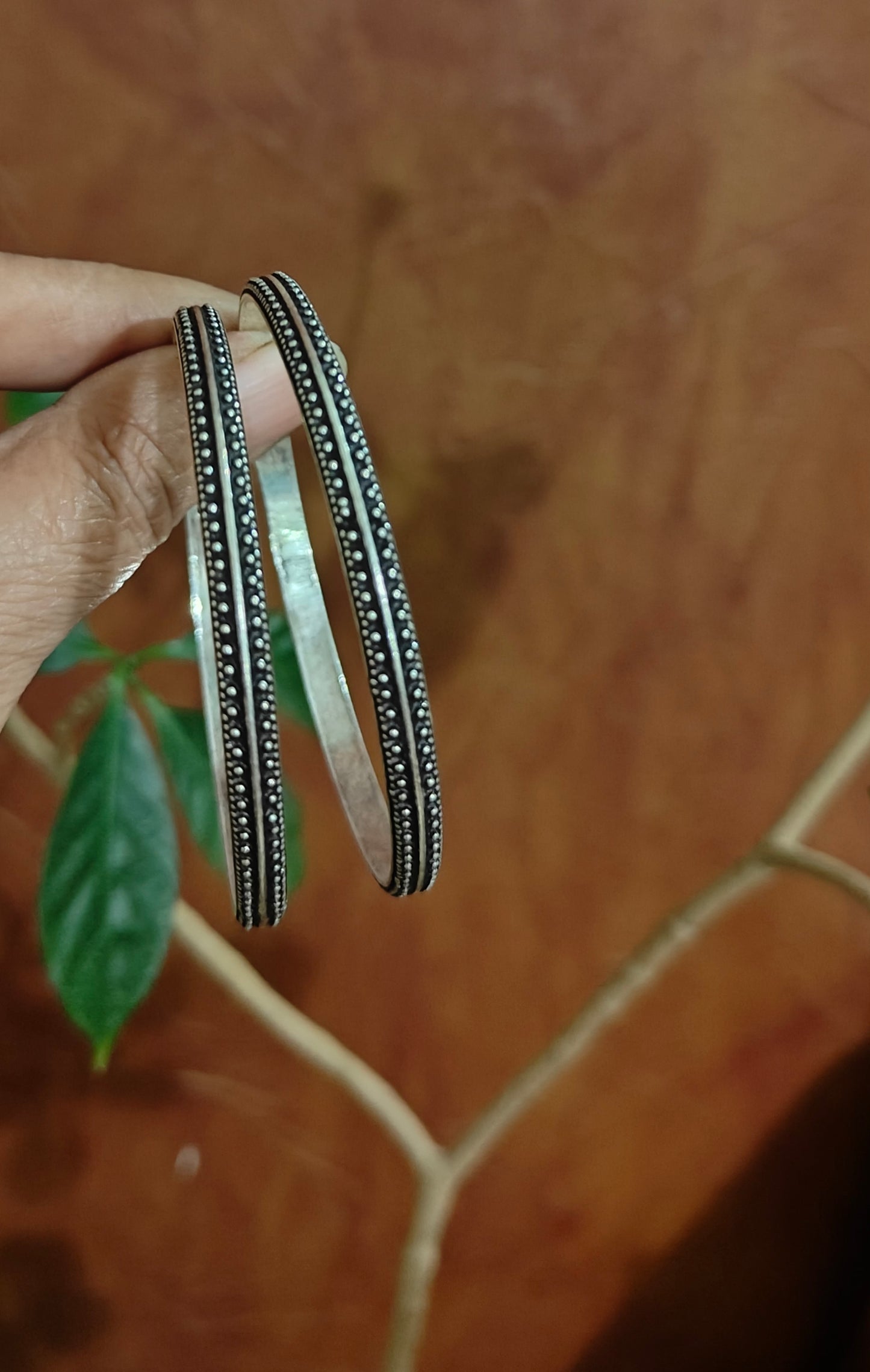 Dulari antique silver bangles(2pc)