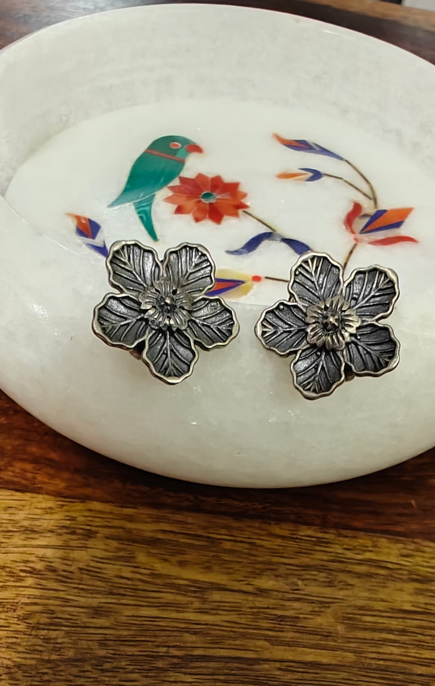 Silver autumn flower studs(earrings)