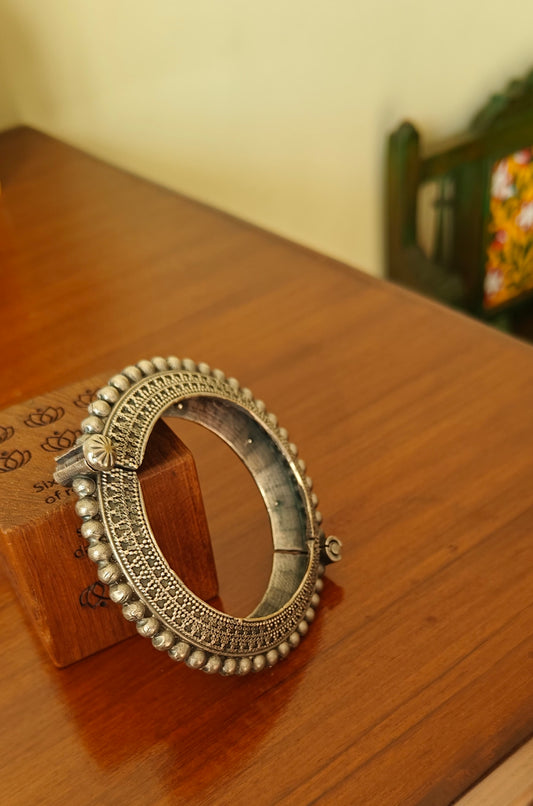 Bead kara(Bangle) in silver finish