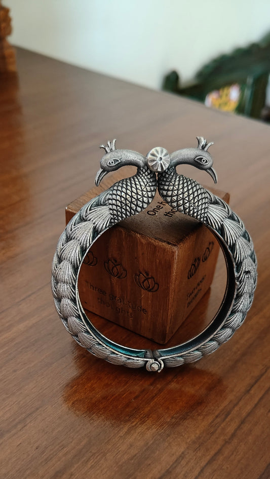 Two peacocks  Kara(Bangle)with feathers