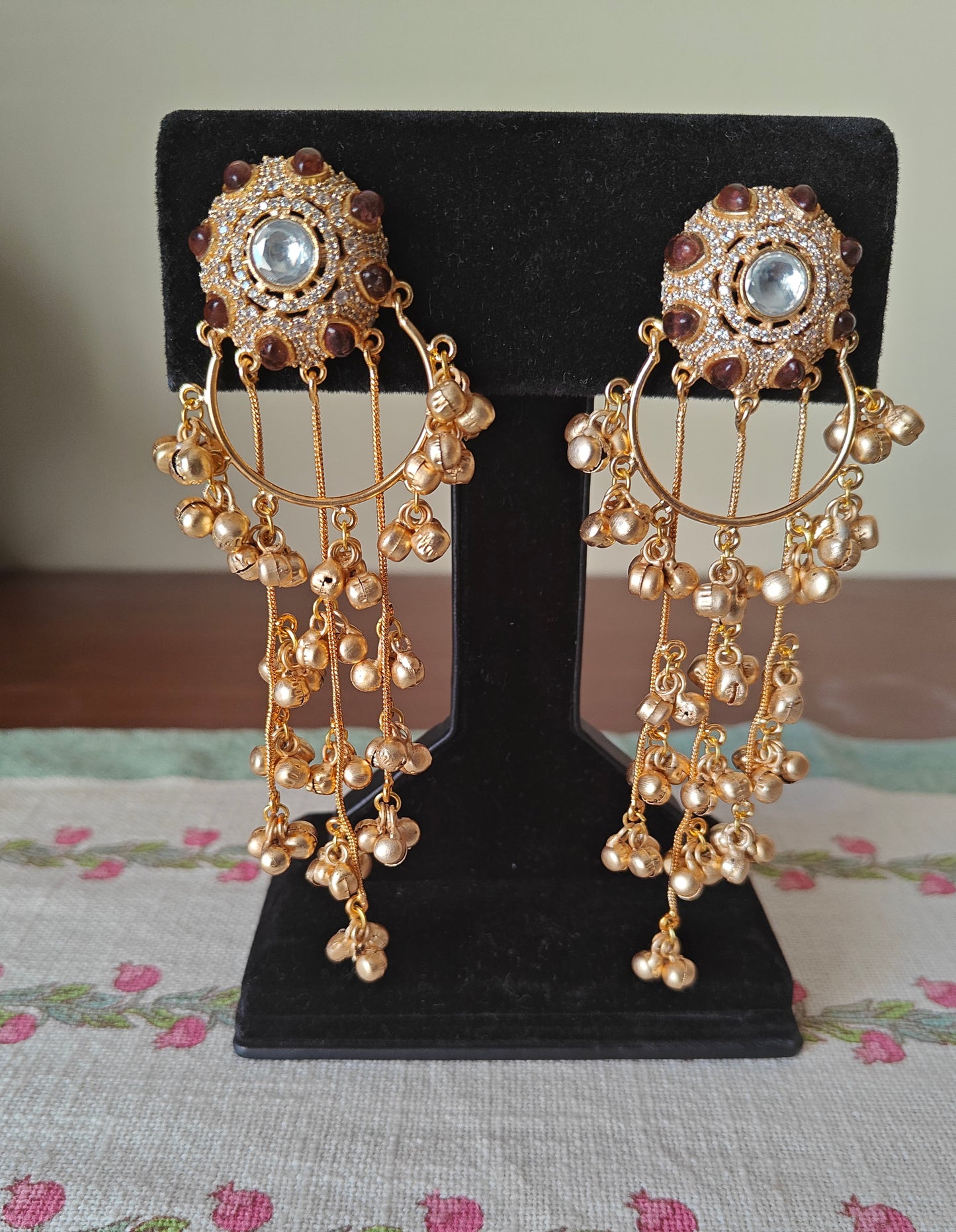 Dome shaped Studs with hanging ghungroo strings