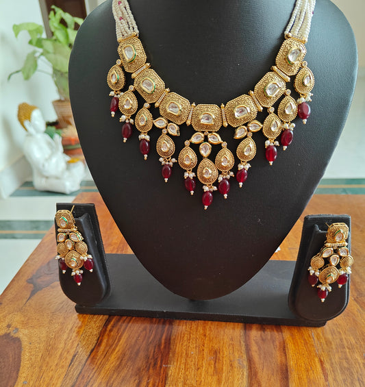 Mohana set in antique gold and kundan
