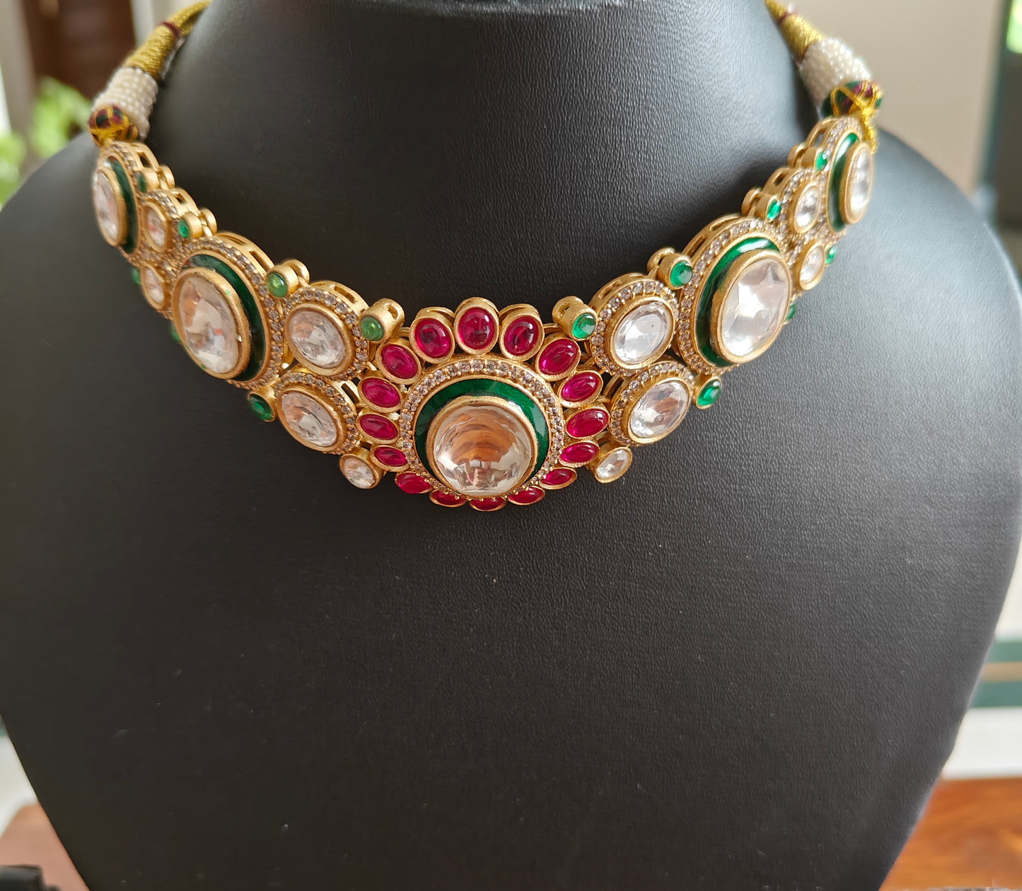 Lekha set with Moissanite and stones with Tikka
