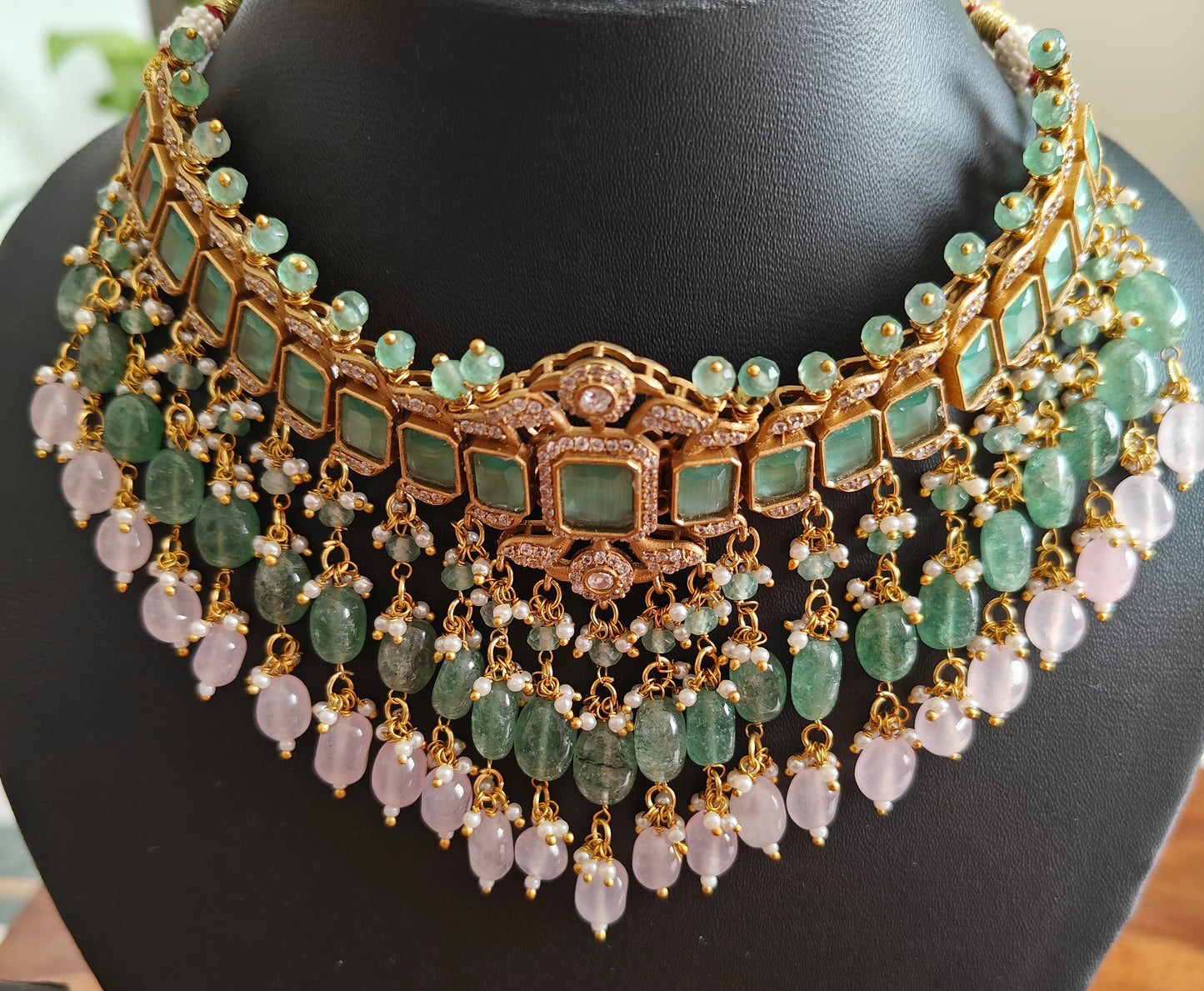 Mahi choker set with mint green stones