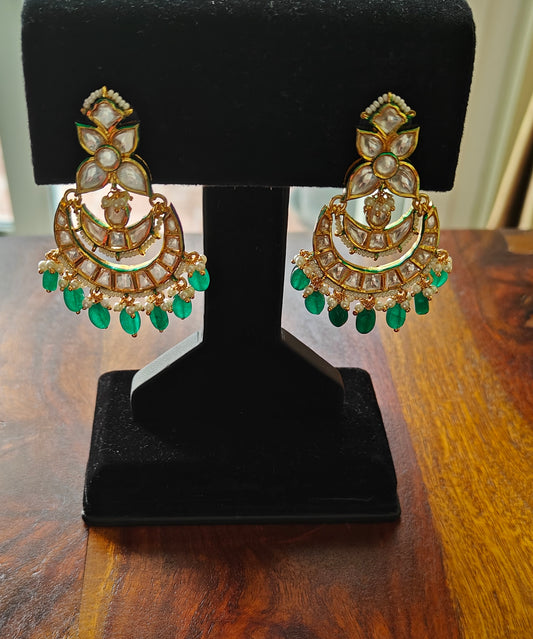 Kundan chand balis with stone/ pearl hangings