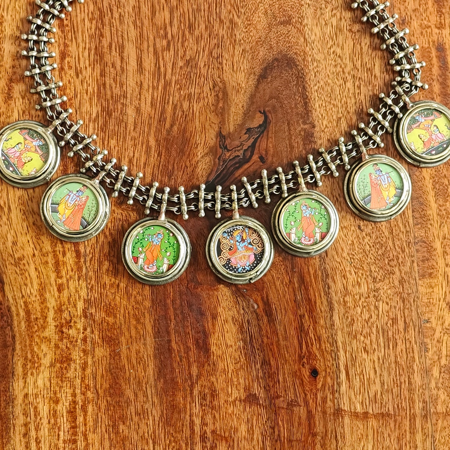 Bani thani/Krishna painted necklace on double chain