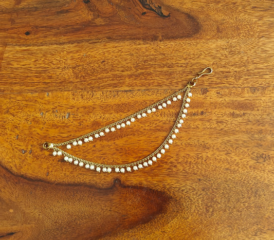 Earchains with pearls on antique finish