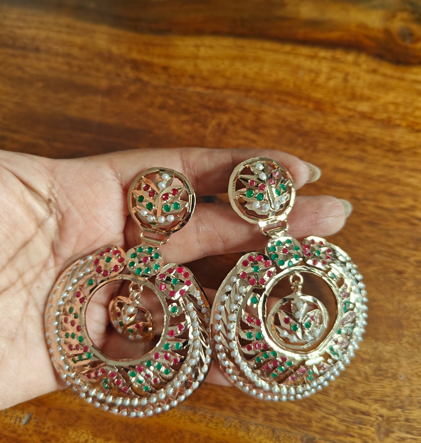 Jadau chandbali's(earrings) with navratan stones