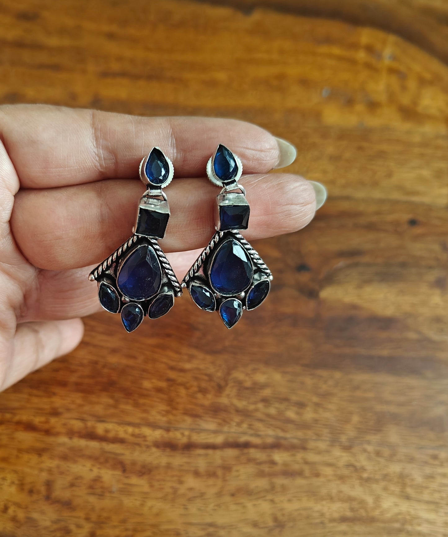 Stone earrings with different shapes of stone