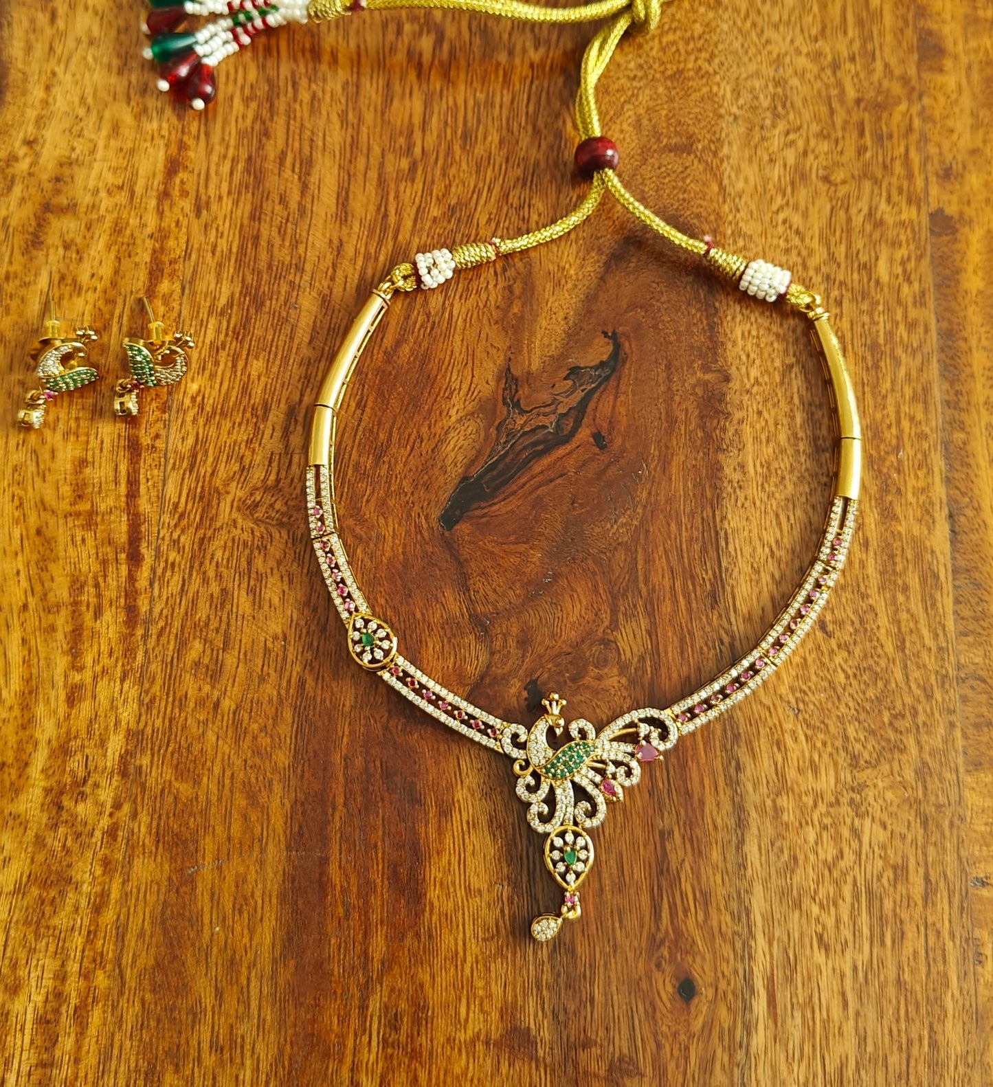 Tanima set with peacock and stone